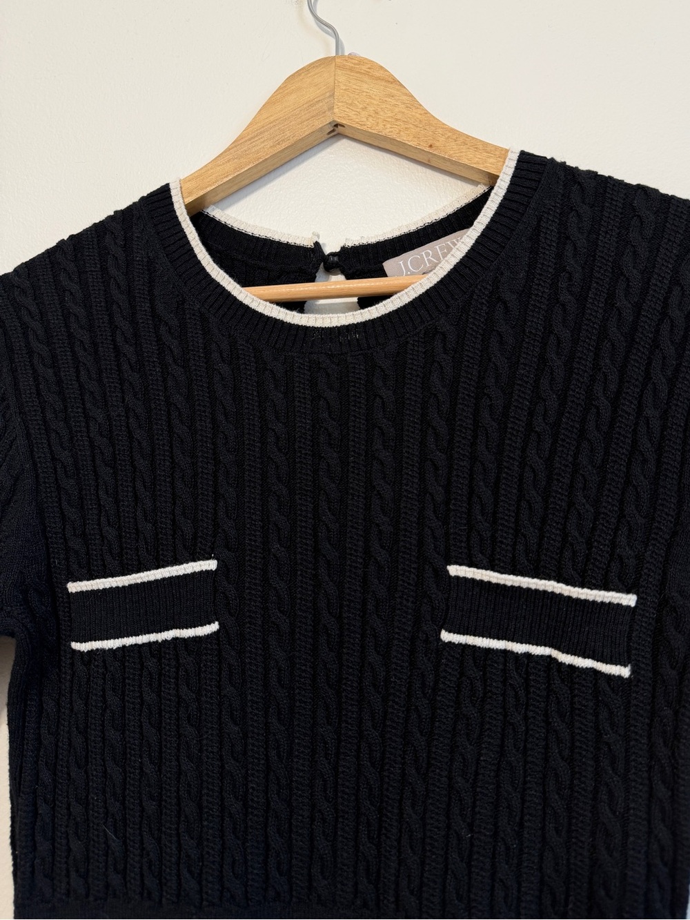 J. CREW Cable Knit Sweater Dress Short Sleeve Size Small Black & White NEW NWOT - Picture 5 of 10